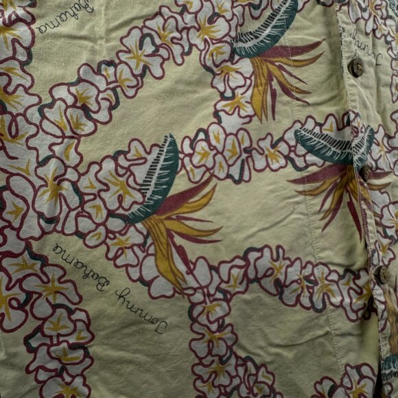 Tommy Bahama Cotton Rayon Button Up Shirt Hawaii Large Floral Graphic Paradise - Picture 11 of 13